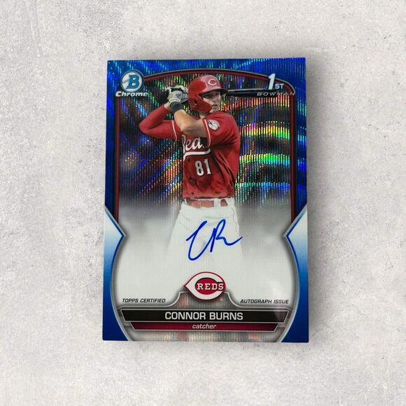 2023 Bowman Draft - Chrome Prospect Autographs Connor Burns #CDA-CB Blue Wave - Picture 1 of 8